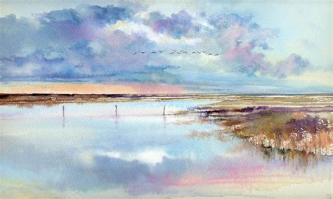 “Tide Flight, Salthouse Norfolk” watercolour by John Hurst. Resident of ...