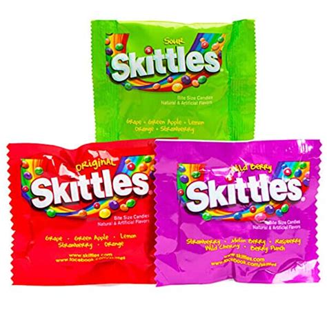 Sweet and Sour Skittles Assorted Flavors - Candy Variety Pack Fun Size Includes Original, Wild ...