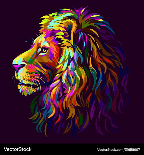 Lion abstract multi-colored profile portrait Vector Image