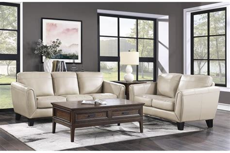 9460BE Homelegance Spivey Beige Leather Sofa Set Collection