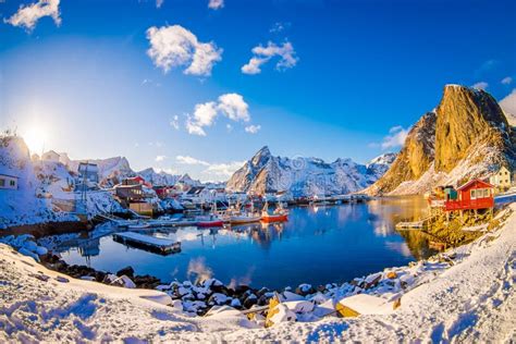 SVOLVAER, LOFOTEN ISLANDS, NORWAY APRIL 10, 2018: View To the Harbor ...