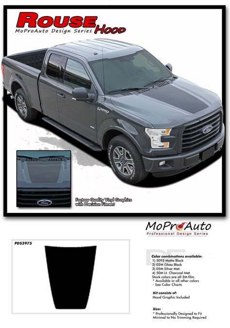 2015-2017 Ford F-150 Solid ROUSH STYLE Hood Decals Stripes 3M Vinyl ...