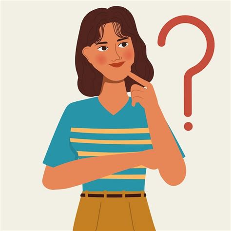 Free Vector | Animation character portrait woman thinking of problem ...