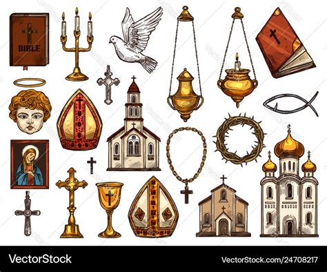 Christianity religion orthodox catholic symbols Vector Image