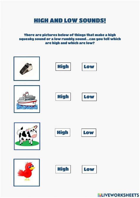 Pitch And Volume Worksheets For 3rd Grade