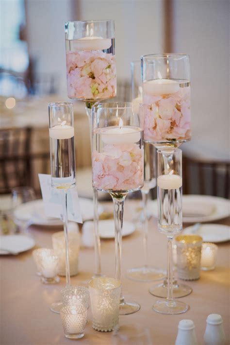 Floating Candle And Flower Centerpieces