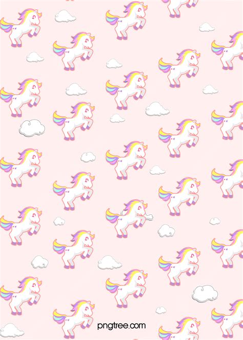 Hand Painted Flat Pink Unicorn Cute Cartoon Background, Cloud, Lovely, Hand Painted Background ...