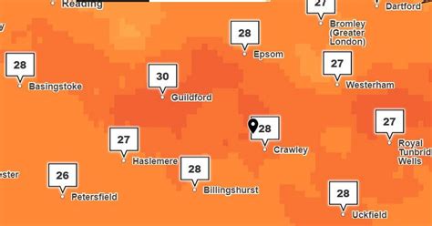 New Surrey weather map shows exact time it will be hottest this weekend ...