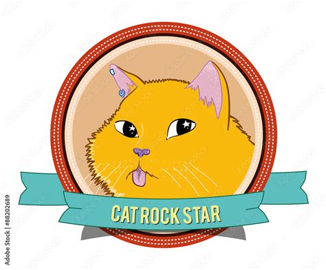 Funny cartoon cat, tongue sticking out in the frame. Stock Photo ...