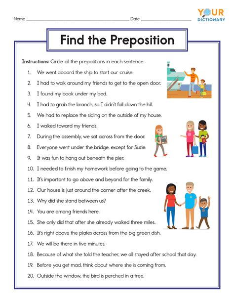 preposition worksheets free printables for practice - writing prepositions worksheets k5 learning