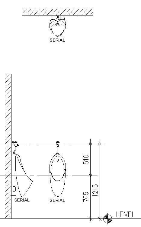 Urinal plan and elevation details of bathroom in AutoCAD, dwg file. - Cadbull