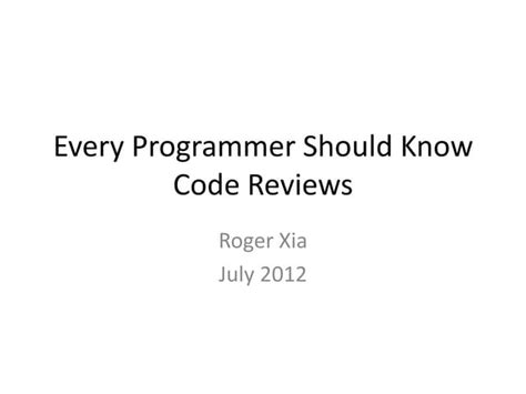 Code reviews | PPT