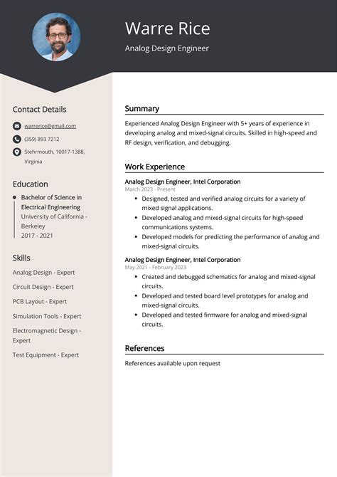 Analog Design Engineer Resume Example for 2023 (Skills & Templates)