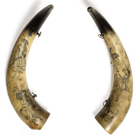 A PAIR OF VICTORIAN SCRIMSHAW COW HORNS , NEW ZEALAND, CIRCA 1860 | Christie's