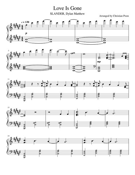 SLANDER & Dylan Matthew - Love Is Gone (Acoustic) Sheet music for Piano (Solo) | Musescore.com