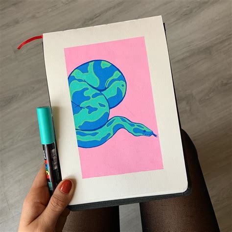 Posca markers on watercolour paper (sketchbook) | Stift