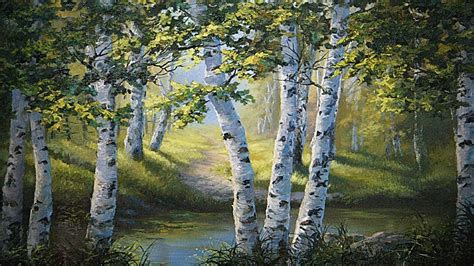 Trail Through the Birch Trees | Landscape Painting - YouTube