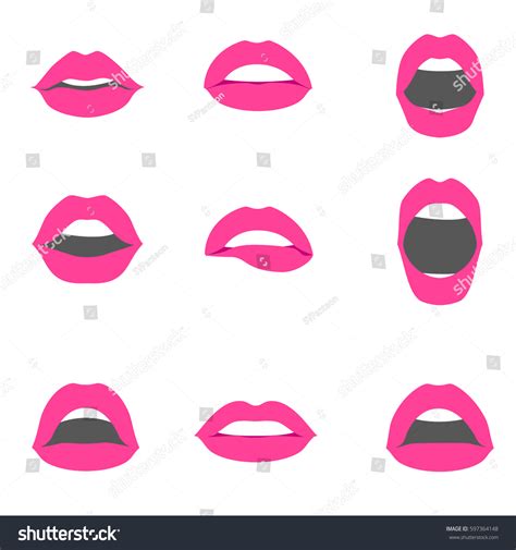 Pink Lips Vector Different Expressions Collection Stock Vector (Royalty ...