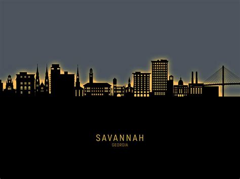 Savannah Georgia Skyline #12 Digital Art by Michael Tompsett - Fine Art America