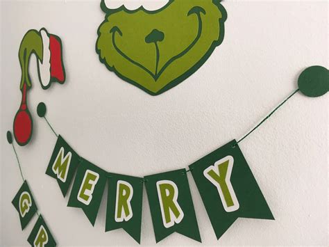 Grinch Merry Grinchmas Banner Grinch Decor Wall Decoration | Etsy