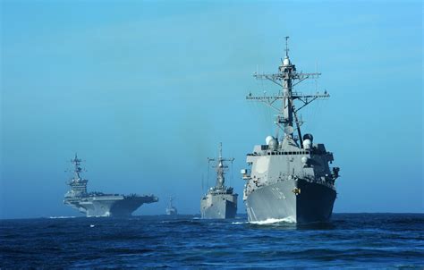 Wallpaper sky, sea, ocean, cloud, destroyer, aircraft carrier, navy, US ...