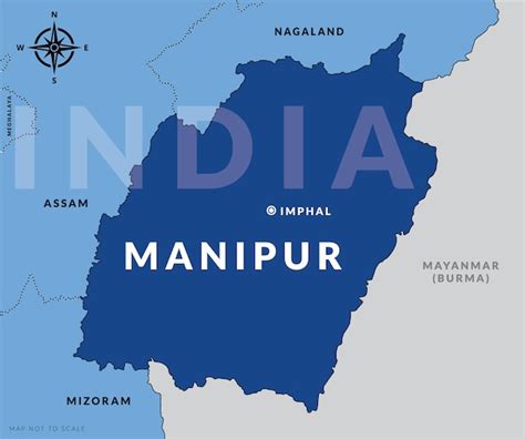 Premium Vector | State of manipur india with capital city imphal hand drawn map