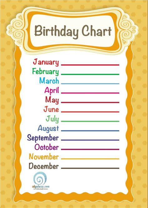 Free Printable Birthday Chart For Preschool High Resolution Printable ...