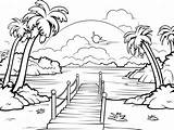 Tropical Island Coloring Page For Kids  Free Printable sketch template