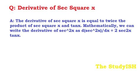 Derivative of Sec Square x