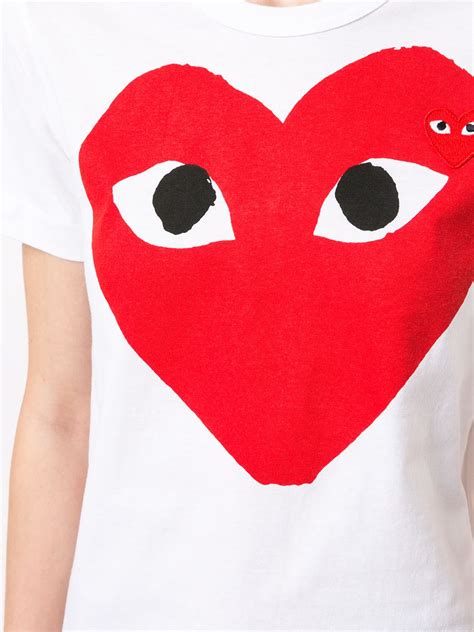 Comme Des Garçons Play Heart Print Logo Patch T-shirt | White | FARFETCH