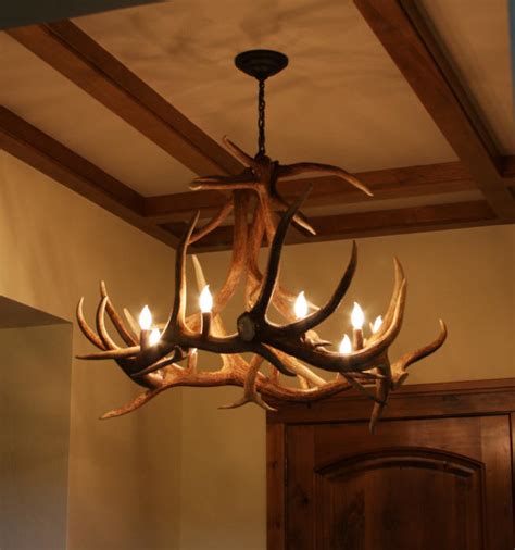 Medium Elk Antler Chandelier- "Mission Mountain" - Montana Antler Works