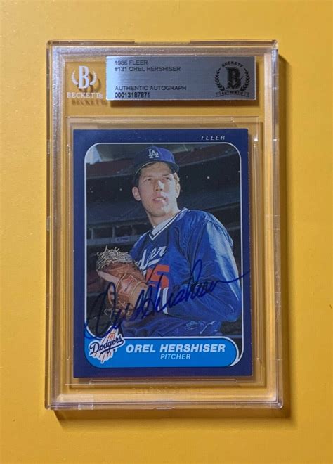 1986 FLEER OREL HERSHISER #131 AUTHENTIC AUTOGRAPH BECKETT CERTIFIED ...