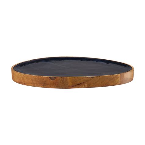 Black Wooden Round Plate