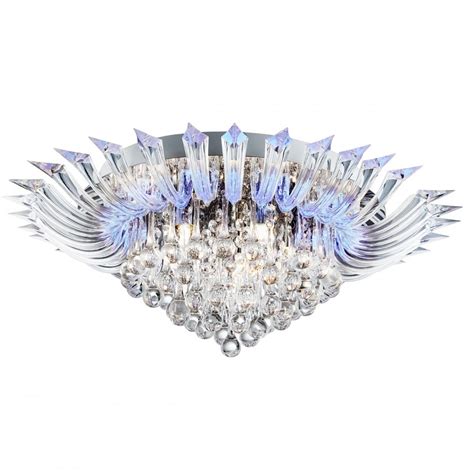 Searchlight Lighting Crystoria Colour Changing LED Crystal Semi Flush Ceiling Light In Chrome ...