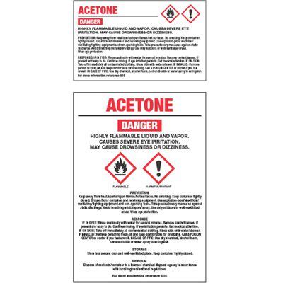 GHS Chemical Labels - Acetone, Chemical Safety Labels | Seton