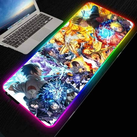 s Anime Naruto Gaming RGB Large Gamer Computer Mousepad LED Backlight Non Slip Rubber Keyboard ...