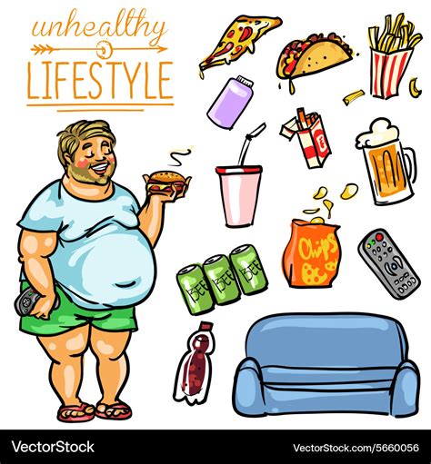 Unhealthy lifestyle - man Royalty Free Vector Image