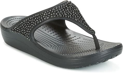 Crocs Sloane Flip Flops Women Black Flip Flops Shoes: Amazon.co.uk ...