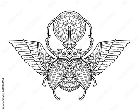 scarab beetle mandala design. coloring page, tattoo design, print ...