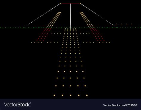 Luminous night landing lights airport Royalty Free Vector