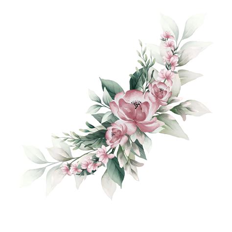 Bouquet of pink watercolor flowers 13855181 PNG