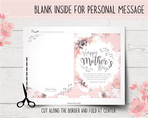 Printable Mother's Day Card Christian Mother's Day Card Proverbs 31 Gifts for Mom Envelope ...