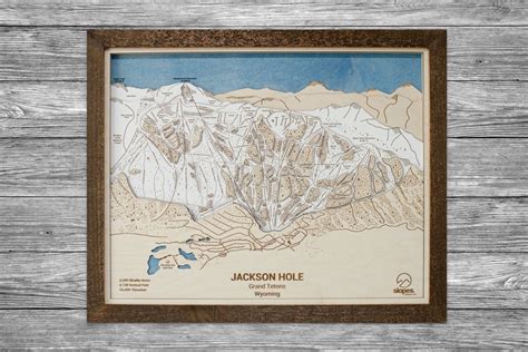 Jackson Hole Ski Resort Map Wooden Wall Art, Gifts for Skiers, Ski ...