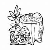 Premium Vector  Little Stump With Fly Agaric moss And Tree Sprout sketch template