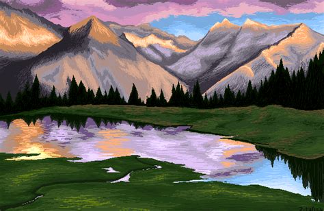 Mountain Landscape Pixel Art by owlmaddie on DeviantArt