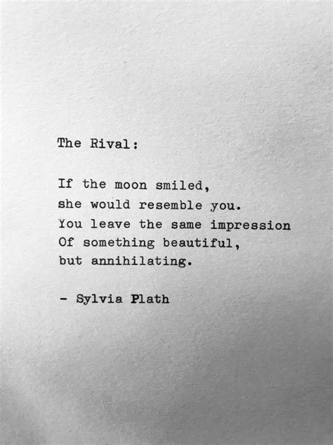 Sylvia Plath ' THE RIVAL ' Hand Typed Poem Vintage | Etsy