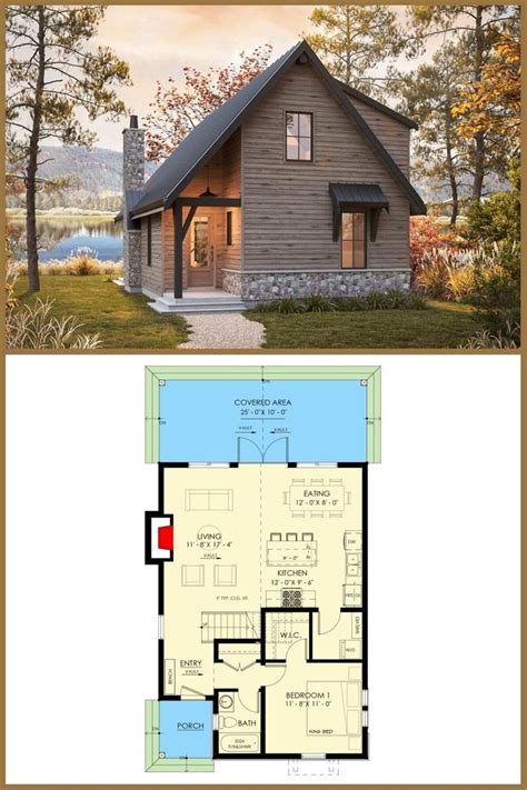 the floor plan for a small cabin house