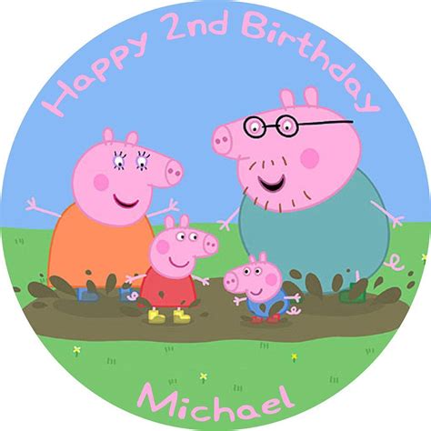 PEPPA PIG BIRTHDAY CAKE EDIBLE PRINTED ROUND BIRTHDAY CAKE TOPPER ...