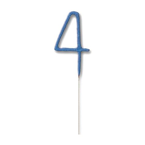 Blue Number 4 Sparkler Candle - 7" | Party Delights