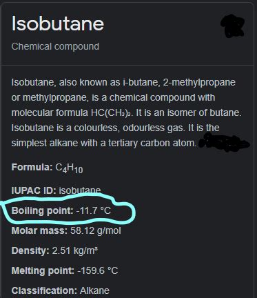 [Solved] what is the boiling point of 2-methylpropane? | Course Hero